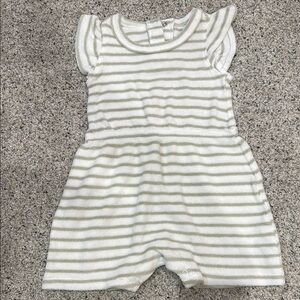Striped Short Sleeve Baby Coverup in Cream and Light Green
